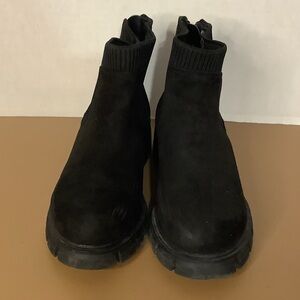 Black Ankle Boots with sweater material on top